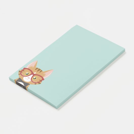 Oranje Tabby Hipster Cat Kinder Post-it® notes (Schuin)
