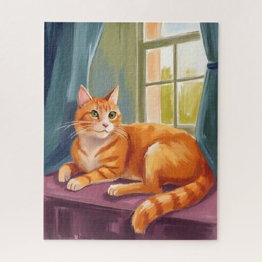 Oranje Tabby Kat Aquarel Huisdier Legpuzzel (Verticaal)