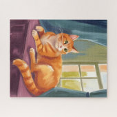 Oranje Tabby Kat Aquarel Huisdier Legpuzzel (Horizontaal)