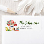 Oranje Tabby Kat Bloemen Adresetiketten voor Zomer Etiket (Insitu)