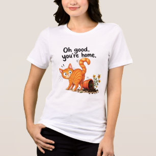 Oranje Tabby Kat Grappige Kat Bloempot Ramp Tri-Blend Shirt
