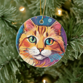 Oranje Tabby Kat | Hedendaagse Kleurrijke Schilder Keramisch Ornament