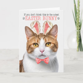 Oranje Tabby Kat in Konijnenoren voor Pasen Feestdagen Kaart