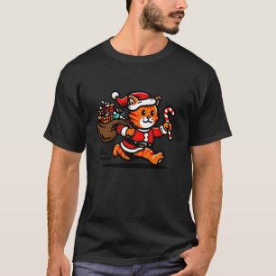 Oranje Tabby Kat Kerst Grappig Pet Santa Claus L T-shirt