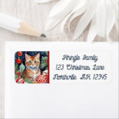 Oranje Tabby Kat Meowy Kerst Retouradres Etiket (Insitu)