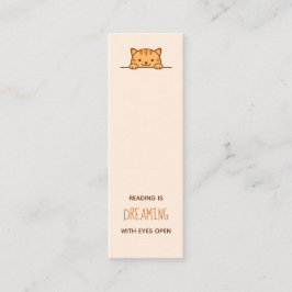 Oranje Tabby Kat Piept boven Boeklegger Citaat Mini Visitekaartje