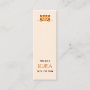 Oranje Tabby Kat Piept boven Boeklegger Citaat Mini Visitekaartje