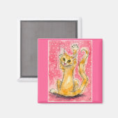 Oranje tabby kat, roze magneet (Voorkant / Achterkant)