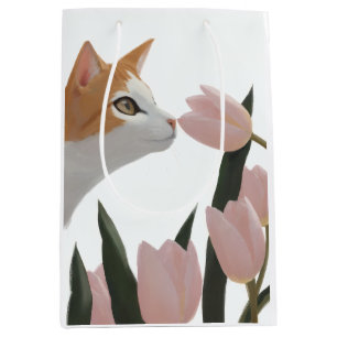 Oranje Tabby Kat Tulp Liefde Medium Cadeauzakje