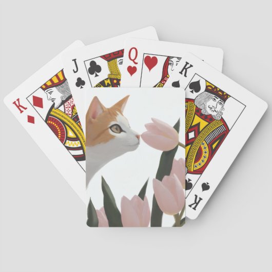Oranje Tabby Kat Tulpenliefde Pokerkaarten (Achterkant)
