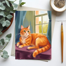 Oranje Tabby Kat Watercolor Huisdier