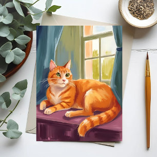 Oranje Tabby Kat Watercolor Huisdier Briefkaart