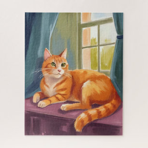 Oranje Tabby Kat Watercolor Huisdier Legpuzzel