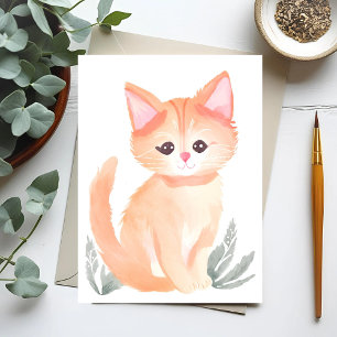 Oranje Tabby Kat Watercolor Kitten Briefkaart