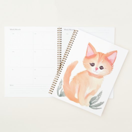 Oranje Tabby Kat Watercolor Kitten Planner (Display)