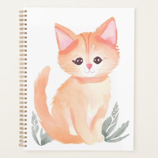 Oranje Tabby Kat Watercolor Kitten Planner (Voorkant)