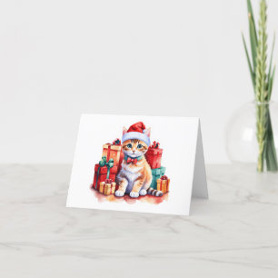 Oranje Tabby Kerstman Kitten, Cadeaus BLANK Feestdagen Kaart