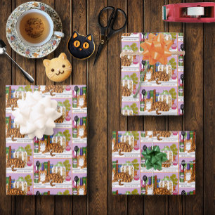 Oranje Tabby Keuken Counter Top Inpakpapier Vel