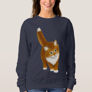 Oranje Tabby Kitten Dames Raglan Sweatshirt