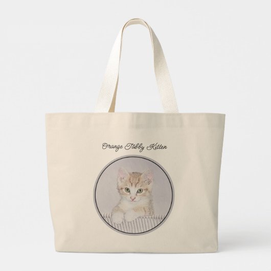 Oranje Tabby Kitten Schilderen Schattigee Originel Grote Tote Bag (Achterkant)