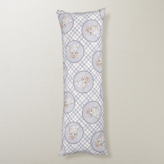 Oranje Tabby Kitten Schilderen Schattigee Originel Lichaamskussen (Achterkant (Verticaal))