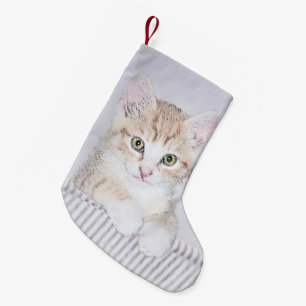 Oranje Tabby Kitten Schilderij - Originele Kat Kun Kleine Kerstsok