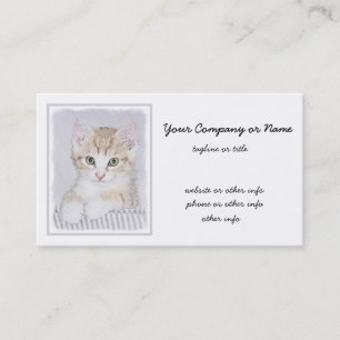 Oranje Tabby Kitten Schilderij - Originele Kat Kun Visitekaartje