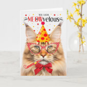 Oranje Tabby Maine Coon Kat MEOWvelous Verjaardag Kaart (Gele Bloem)