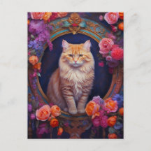 Oranje Tabby met mooie sieraden en bloemen