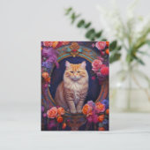 Oranje Tabby met mooie sieraden en bloemen Briefkaart (Staand voorkant)