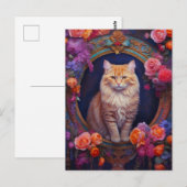 Oranje Tabby met mooie sieraden en bloemen Briefkaart (Voorkant / Achterkant)