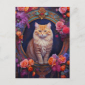 Oranje Tabby met mooie sieraden en bloemen Briefkaart (Voorkant)