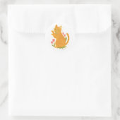 Oranje Tabby met Tulpen Ronde Sticker (Tas)