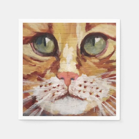Oranje tabby Painting Detail Napkins Servet (Voorkant)