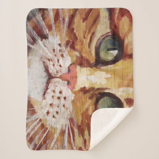 Oranje Tabby Painting Detail Sherpa Blanket Sherpa Deken (Voorkant)