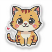 Oranje Tabby Poesje dat Lacht – Mooie Sticker (Voorkant)