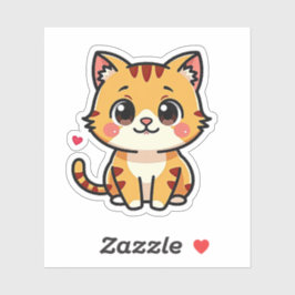 Oranje Tabby Poesje dat Lacht – Mooie Sticker