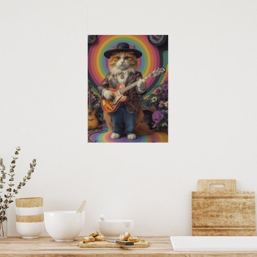 Oranje Tabby Rocker Poster (Keuken)