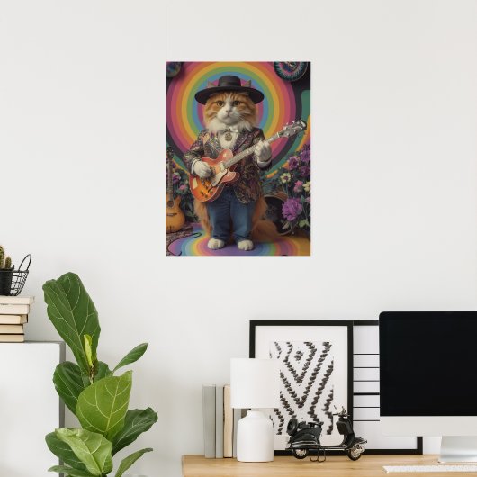 Oranje Tabby Rocker Poster (Thuiskantoor)