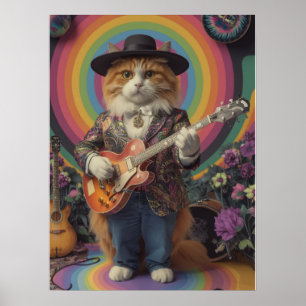 Oranje Tabby Rocker Poster
