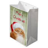 Oranje Tabby Santa Claus Medium Cadeauzakje (Voorkant Gekanteld)