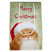 Oranje Tabby Santa Claus Medium Cadeauzakje (Achterkant)