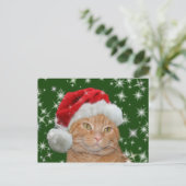 Oranje tabby Santa Feestdagenkaart (Staand voorkant)