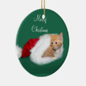Oranje tabby Santa hat Keramisch Ornament (Rechts)