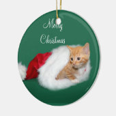Oranje tabby Santa hat Keramisch Ornament (Links)
