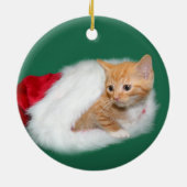Oranje tabby Santa hat Keramisch Ornament (Achterkant)