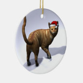 Oranje Tabby Santa Keramisch Ornament (Rechts)