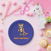 Oranje Tabby Skateboarder Papieren Bordje (Feest)