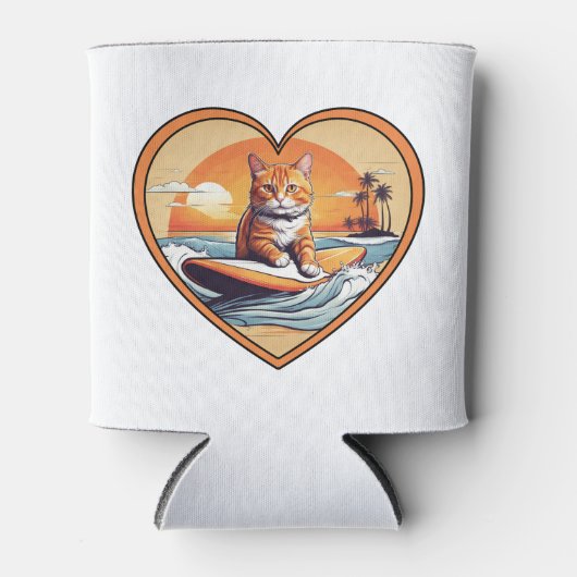 Oranje Tabby Surfkat Blikjeskoeler (Voorkant)