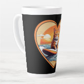 Oranje Tabby Surfkat Latte Mok (Linkerhoek)